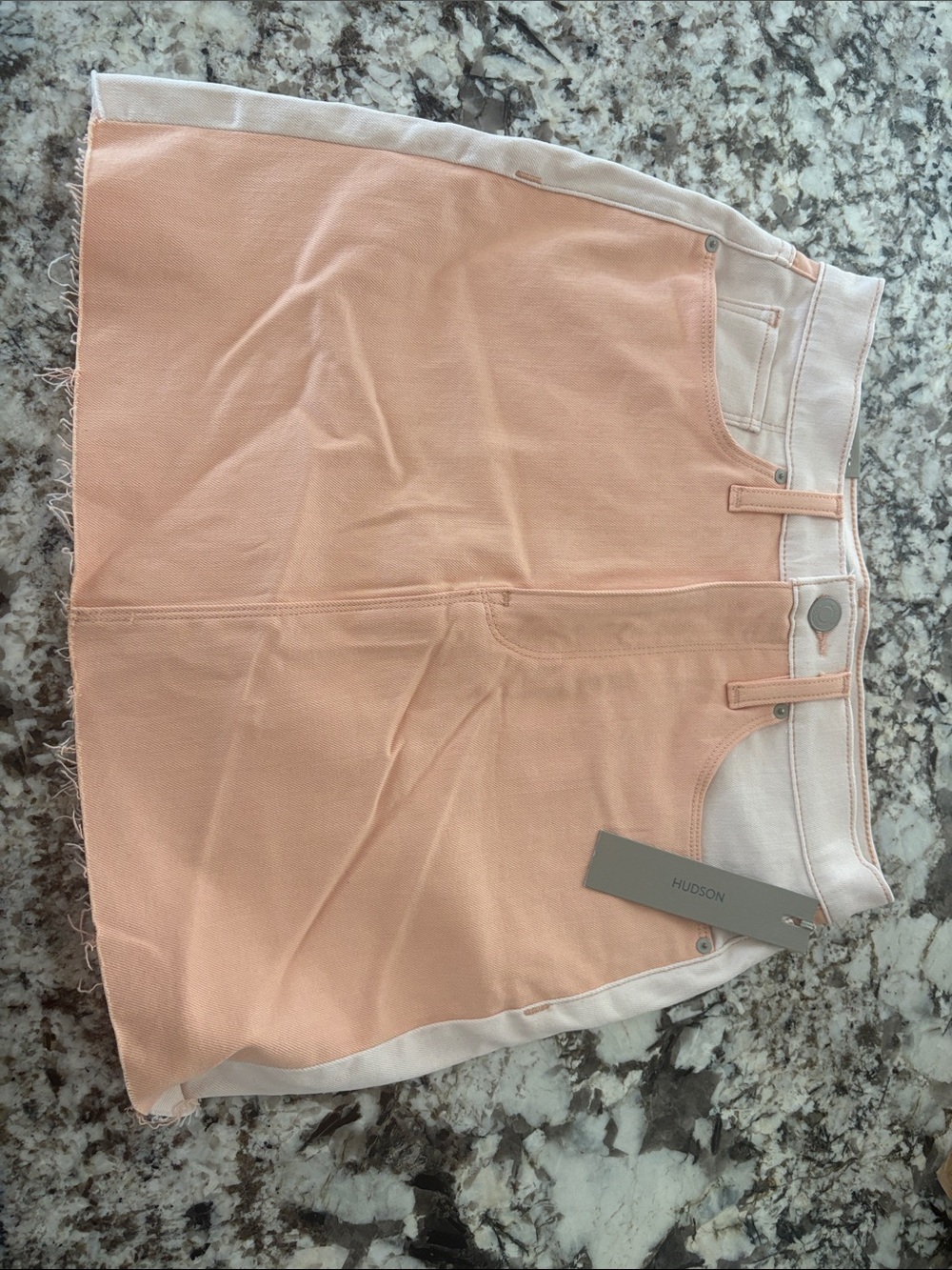 Hudson Jeans Peach and White Mini Skirt